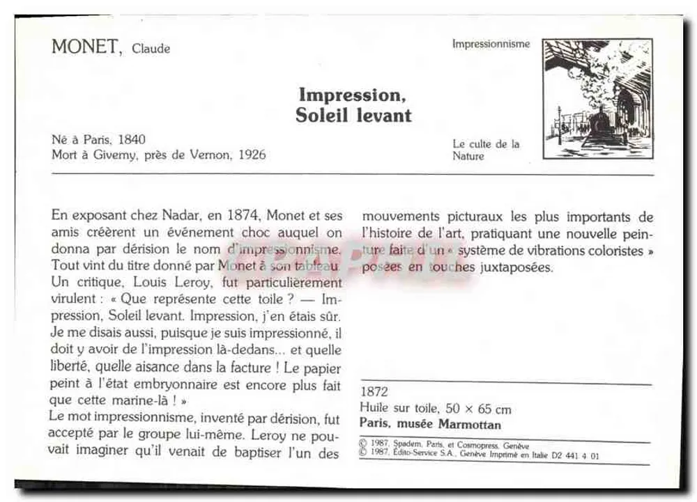 Impressão, Sol Nascente — Claude Monet, 1872 — Spadem, Paris, e Cosmopress, Genève - Verso