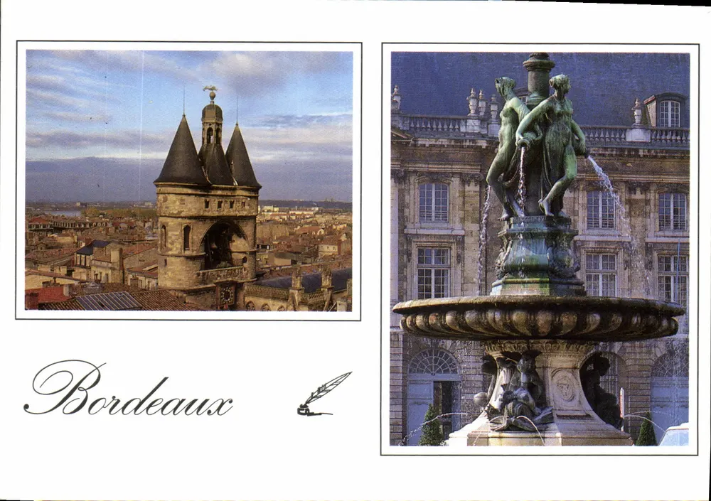 Bordeaux — vista da torre da Hora e da fonte das Três Graças — Harmonie - Frente