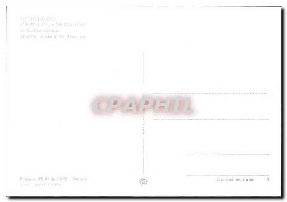 Patrizierfamilie — Gemälde von Filippo Longhi — Éditions ARDO de LUXE, Venedig - Rückseite