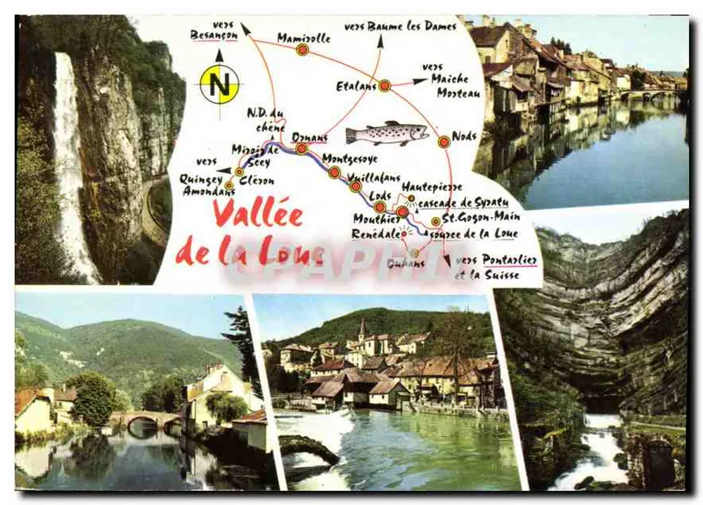 Tal der Loue — Panoramakarte — Ed. J. Cellard, Bron - Vorderseite