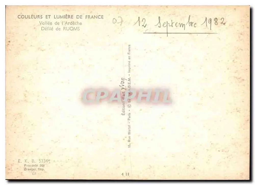 Prozession von Ruoms — Tal der Ardèche — Éditions Maraf - Paris - Rückseite