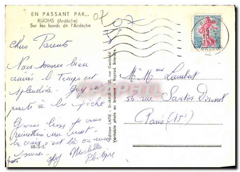 Ruoms (Ardèche) — An den Ufern der Ardèche — Édition LAPIE - Rückseite