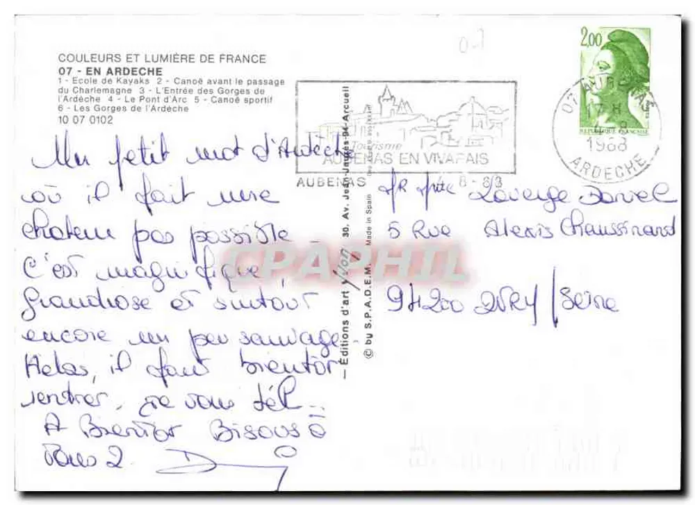 A Ardèche ao longo da água — Edições de Arte Yves — n° 07 - Verso