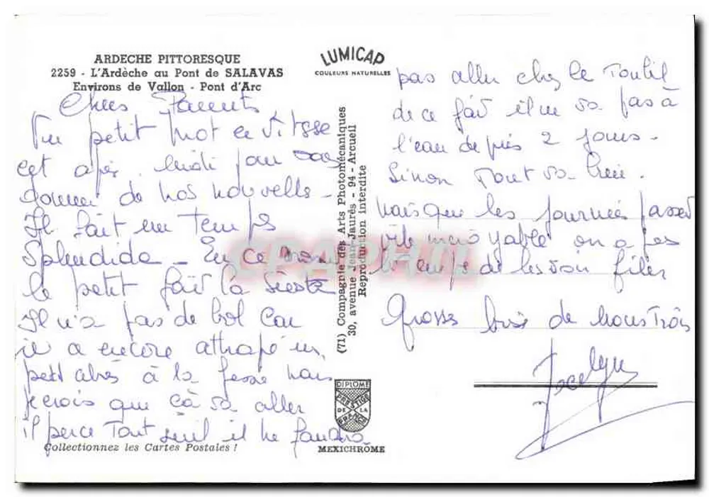 Die Ardèche am Pont d'Arc — pittoreske Ardèche — Lumicap - Rückseite