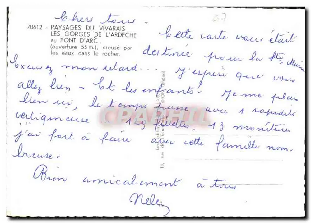 Die Gorges von Vivarais — Pont d'Arc — Verlag Le Studio de l'Économie (18-OK) n°70612 - Rückseite