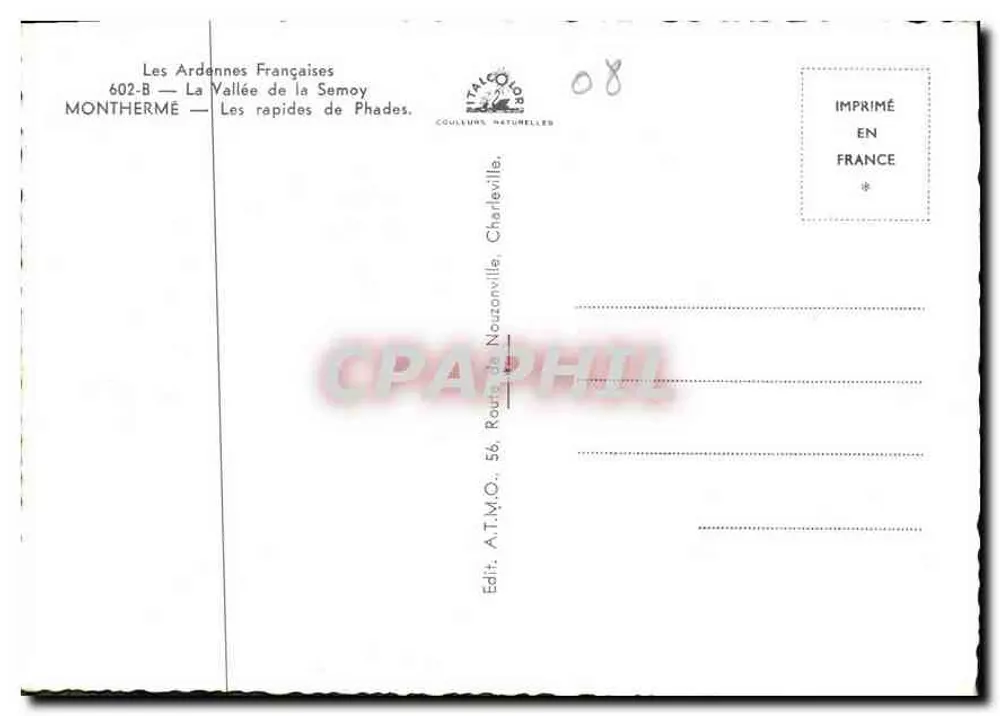 Die französischen Ardennen — Das Tal der Semoy — Die Fälle von Phades — A.T.M.O. 602-B - Rückseite