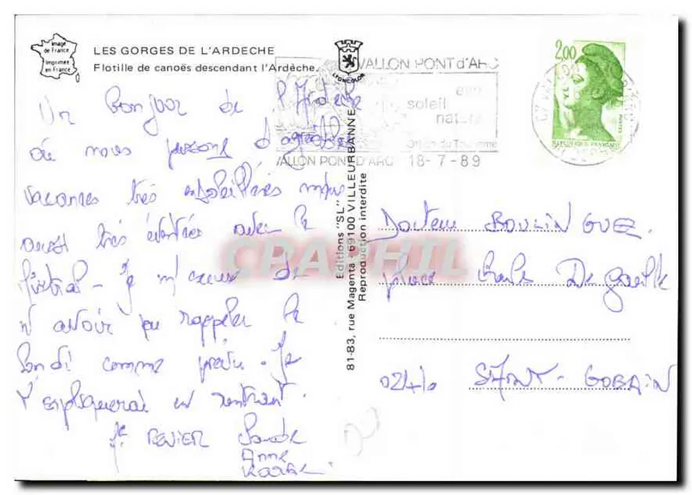 Die Schluchten der Ardèche — Kanuflotte, die die Ardèche hinabfährt — 'SL' Edition Vallon Pont d'Arc - Rückseite