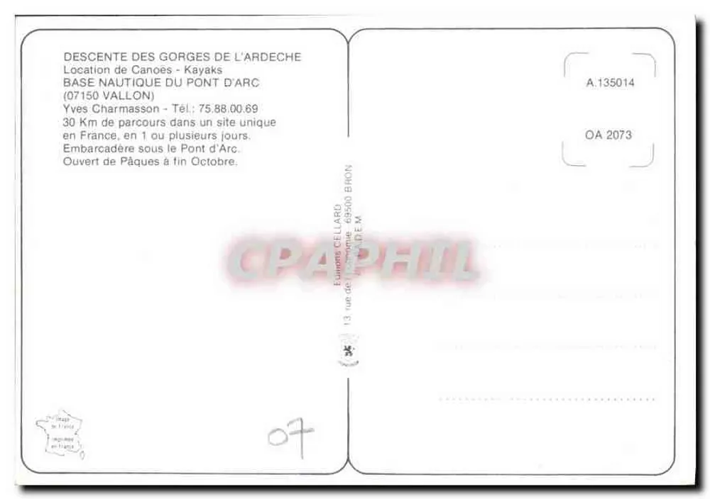 Pont d'Arc — Natürliche Brücke über den Rhône — Cellard-Verlag - Rückseite