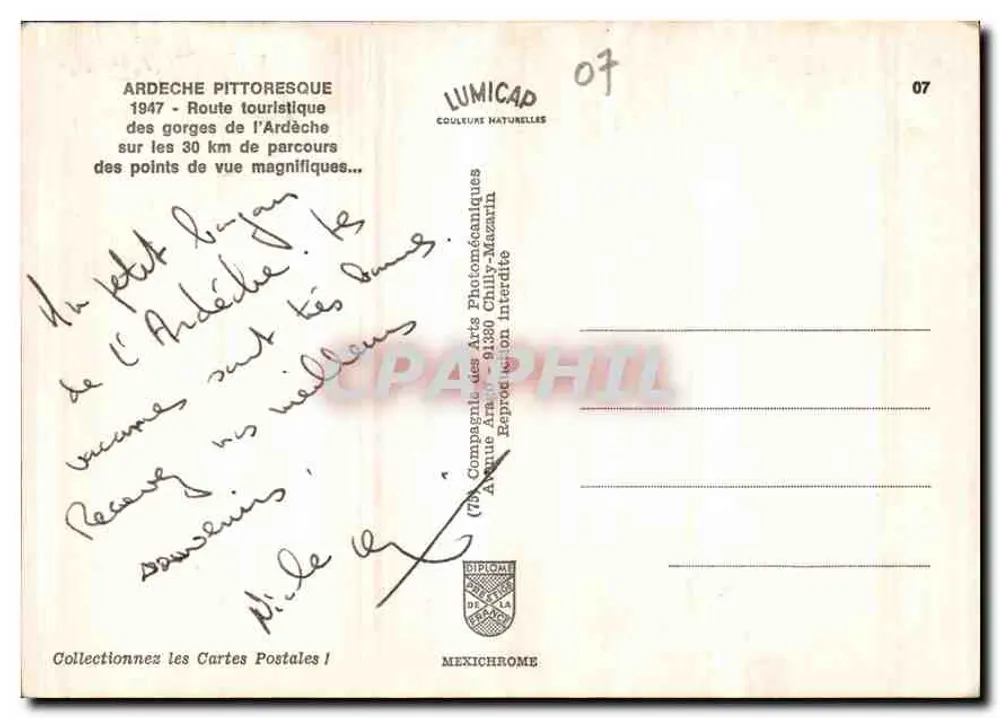 Schluchten der Ardèche — Touristische Route — Verlag IRIS, Nr. 07 - Rückseite