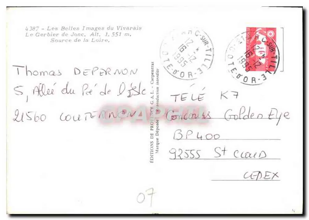 El Gerbier de Jonc — Alt. 1.551 m. — Ediciones de Provenza G.A.L. - Reverso