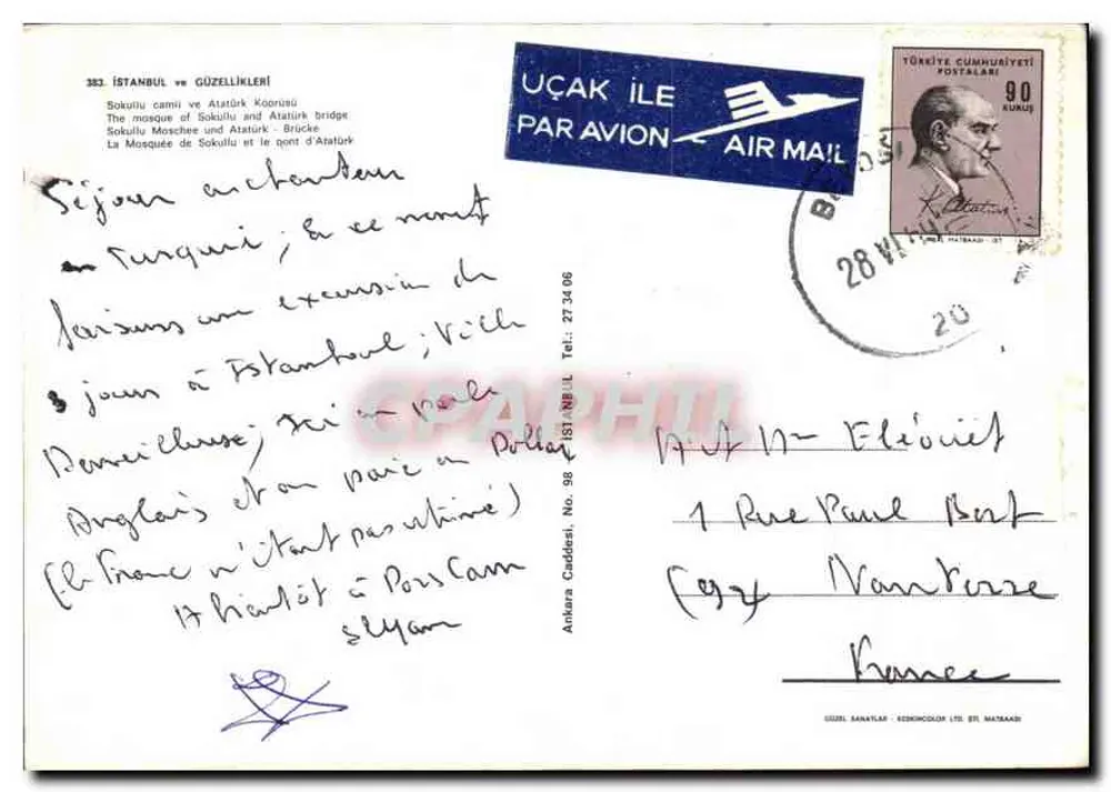 Mesquita de Sokollu e ponte de Atatürk — Istambul — Editor: LÜZZEL SANAYİLER EDİTÖRÇÜLÜK LTD. ŞTİ. MATSAADI - Verso