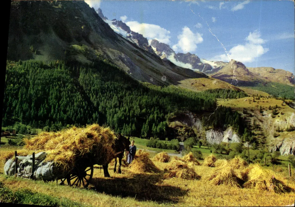 Ernte vor dem Massiv der Meije — Die Alpen in natürlichen Farben — Éditions Château Médiéval - Vorderseite
