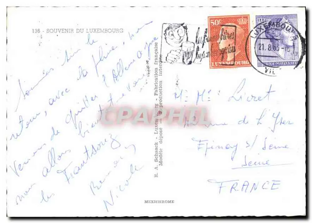 Luxemburgo — Lembrete do Luxemburgo — E. A. Schneack - Verso
