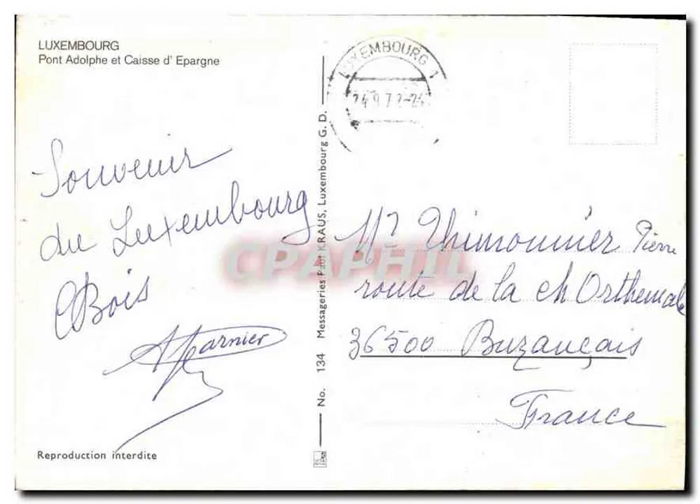 Ponte Adolphe — Luxemburgo — Messageries Paris Kraus - Verso