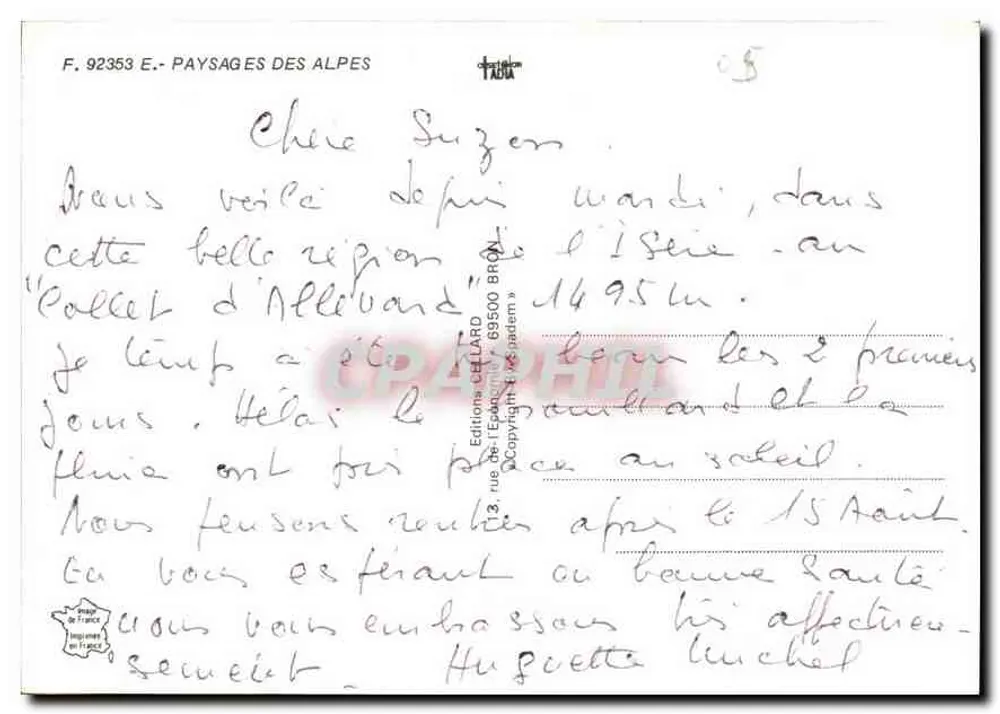 A Alpe pitoresca — Paisagens das Alpes — Éditions CELLARD - Verso