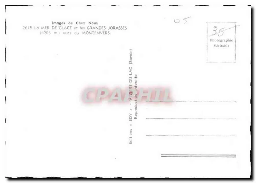 Os grandes picos dos Alpes — Editor Écly, n° 2618 - Verso