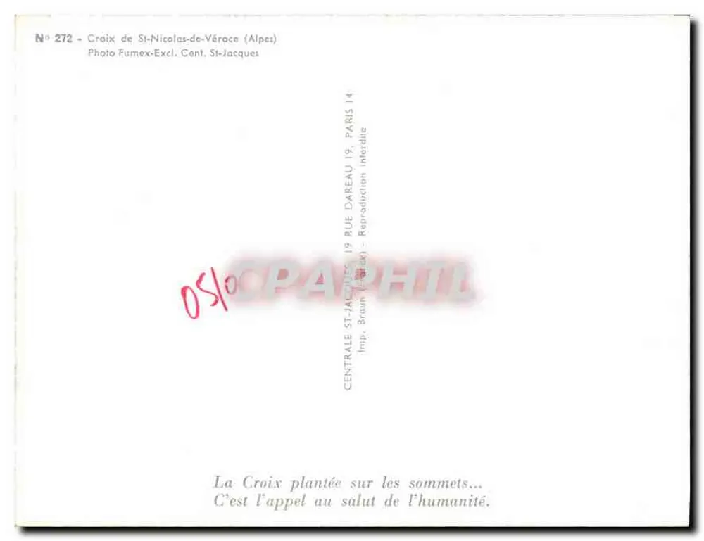 Cruz de St-Nicolas-de-Véroce (Alpes) — Foto Fumex-Excl. Cent. St-Jacques — N° 272 - Verso
