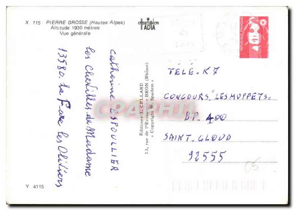 Les Cévennes (Hautes-Alpes) — Vista geral — Edições L. CFIARD, Spadem, n° X 115 - Verso