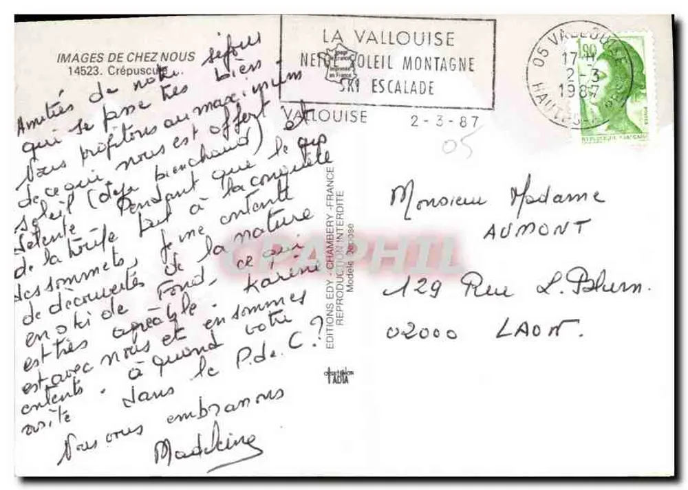 Chalé nevado — Vallouise — Éditions Edy, modelo 2088 - Verso