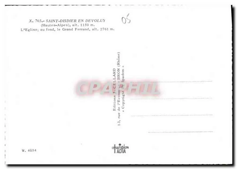 Saint-Disdier-en-Devoluy — schneedeckte Panoramaansicht — Editions J. Cellard - Rückseite