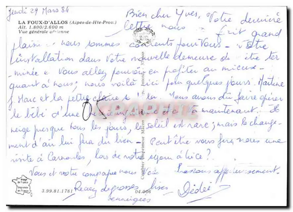 La Foux-d'Allos — Allgemeine Winteransicht — Verleger: Cambier Imprimeur Maison - Rückseite
