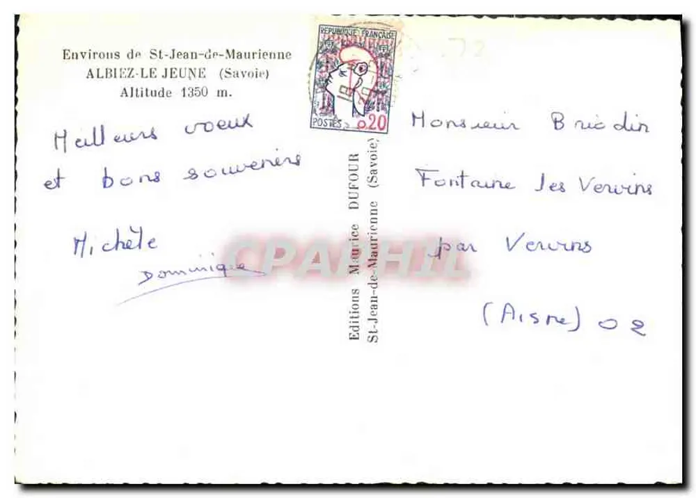 Landschaftsszene — Albiez-le-Jeune (Savoie) — Editions Maurice Dufour - Rückseite