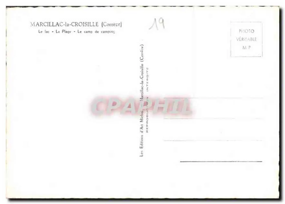 Marcillac-la-Croisille — Der See • Der Strand • Der Campingplatz — Editions d'Art Michel - Rückseite