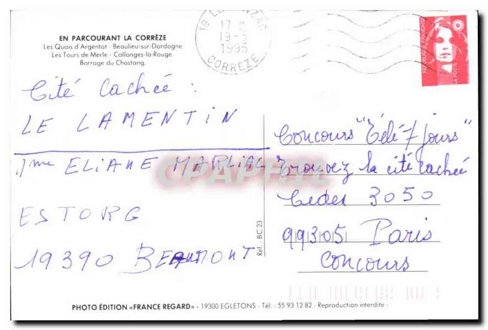 Percorrendo a Corrèze — Editor France Regard, n° 23 - Verso