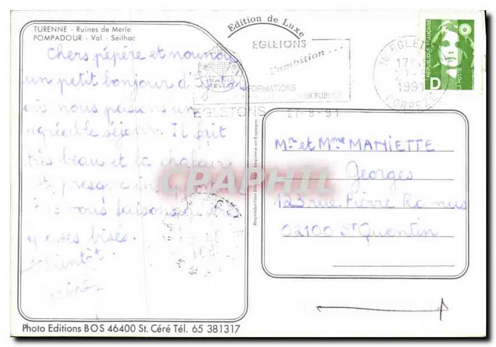 Castelos na Corrèze — Edição de Luxo, Égletons - Verso