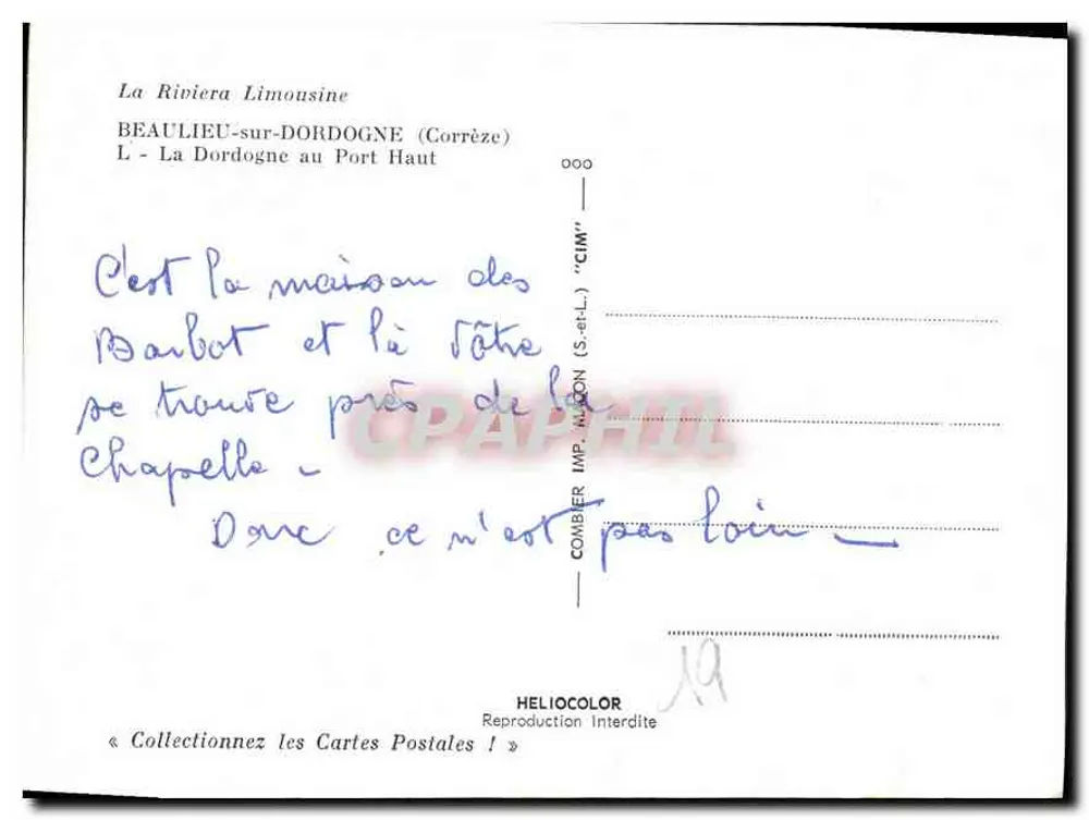 Chapelle Barbé — Die Limousin-Fluss — Combier Imp. Alizon (S. et L.) - Rückseite