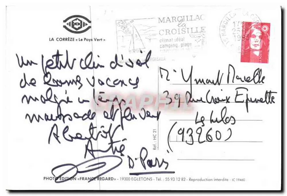 La Corrèze « Le Pays Vert » — paisagem lacustre com nenúfares — edição France Regard - Verso
