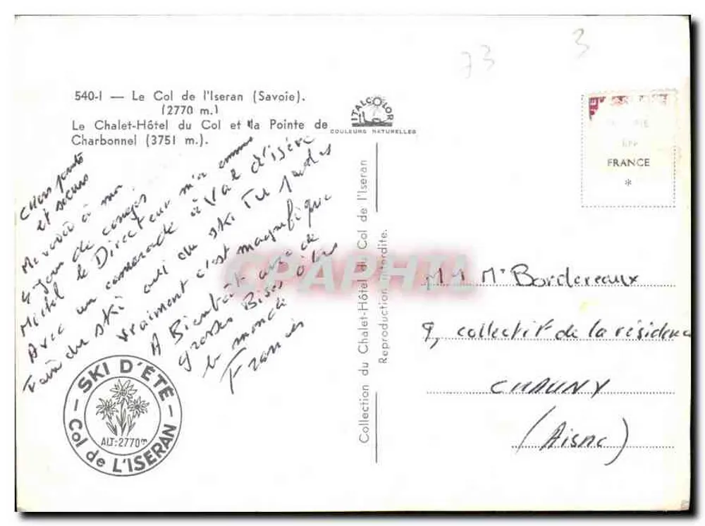 O Col do Iseran — Chalet-Hotel do Col e Ponte de Charbonnel — Editor TALCOLOR - Verso