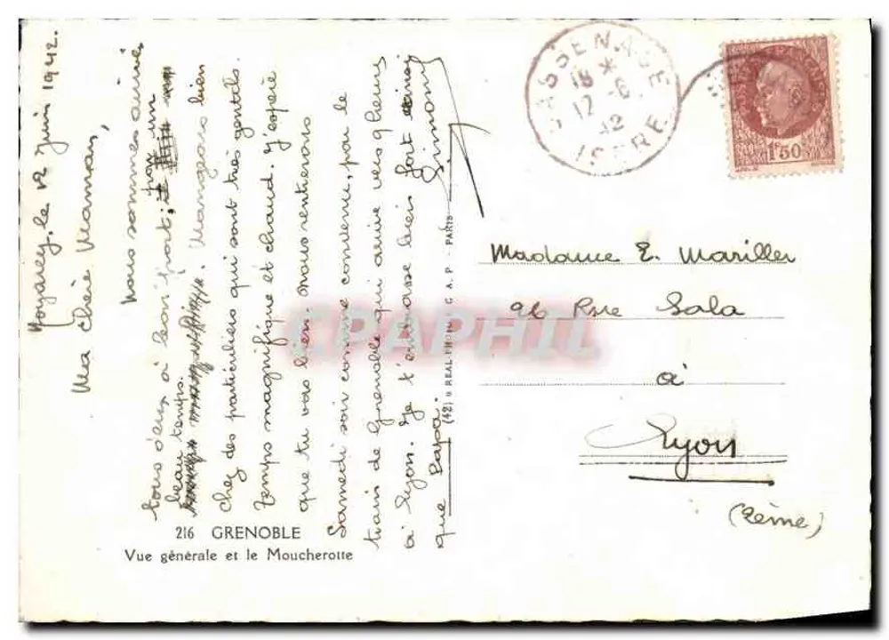 Grenoble — Vista geral e o Mouchetot — editor não visível - Verso