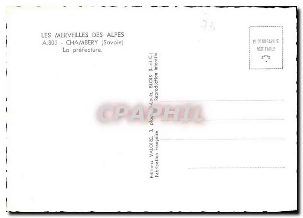 Die Präfektur — Chambery (Savoie) — Editions Valoire - Rückseite