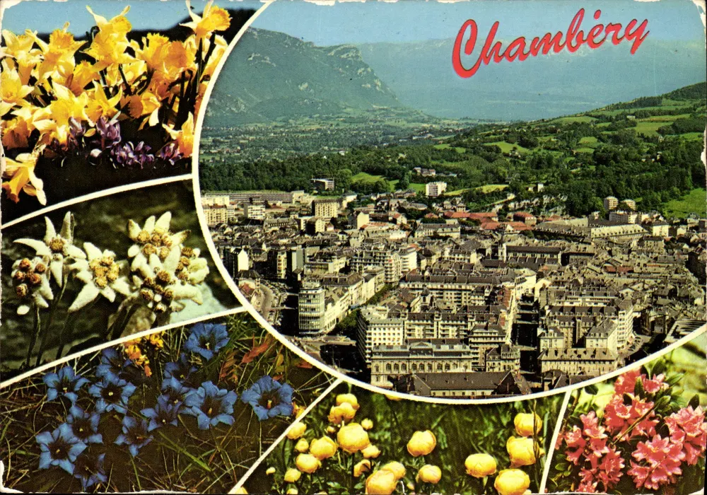 Chambéry — vista aérea e flores — Edições J. Cellard - Frente