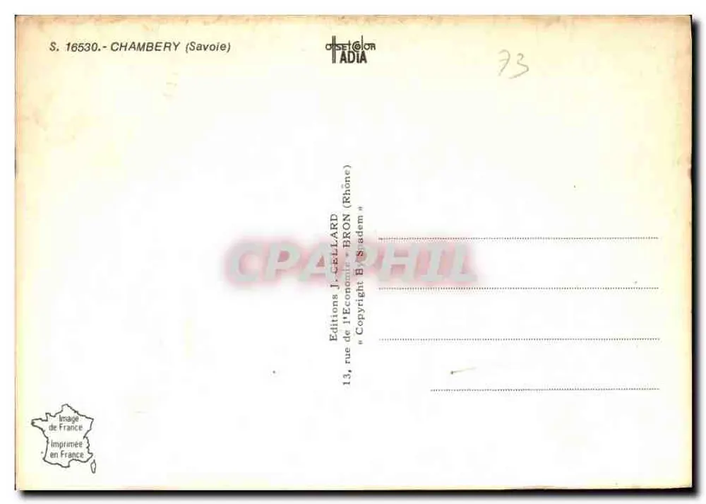 Chambéry — vista aérea e flores — Edições J. Cellard - Verso