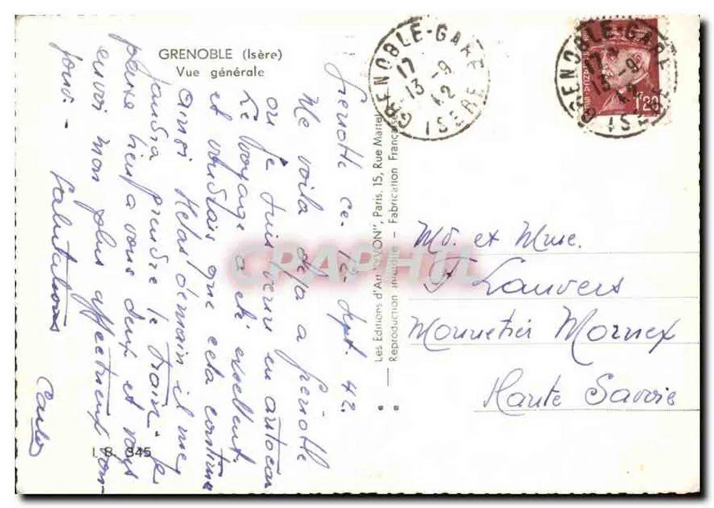 Grenoble (Isère) — Vista geral — Les Éditions d'Art 'ON' Paris - Verso