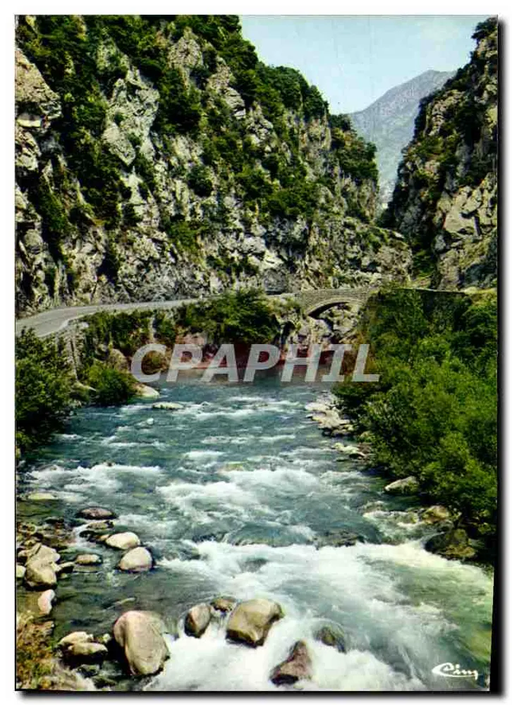 Wąwóz ROYA (Alpes-Maritimes) — widok rzeki i mostu — wydawca Combier Imprimeur Macon - Awers