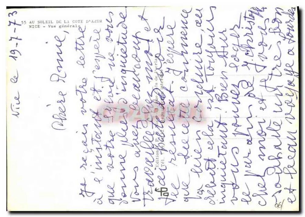 Nice - Vista geral — Edição P. Béatrice, n°55 - Verso