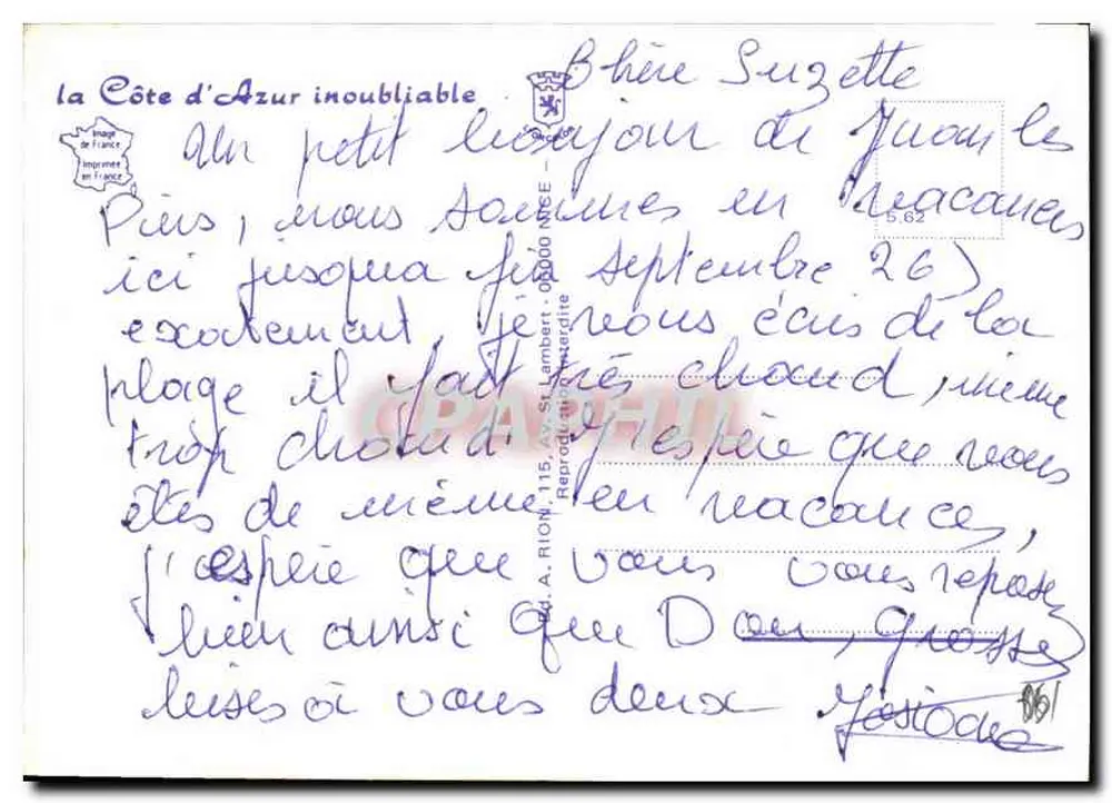 Nice — Cascata da Colina — editor não indicado, número de série não visível - Verso