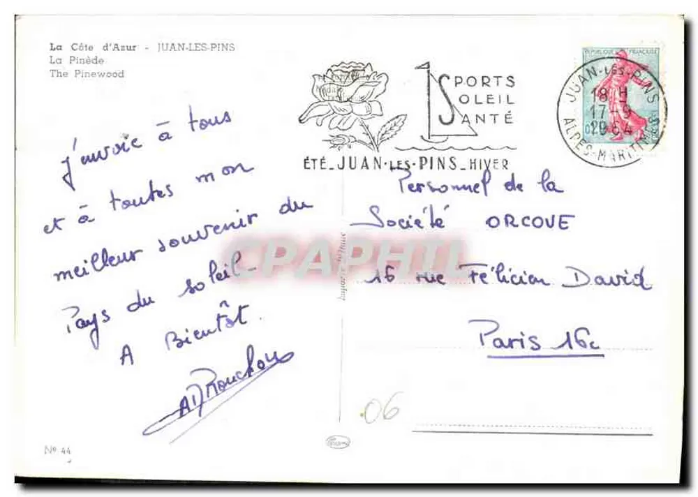 JUAN-LES-PINS — La Pinède — Verlag Graphiphil, n° 44 - Rückseite