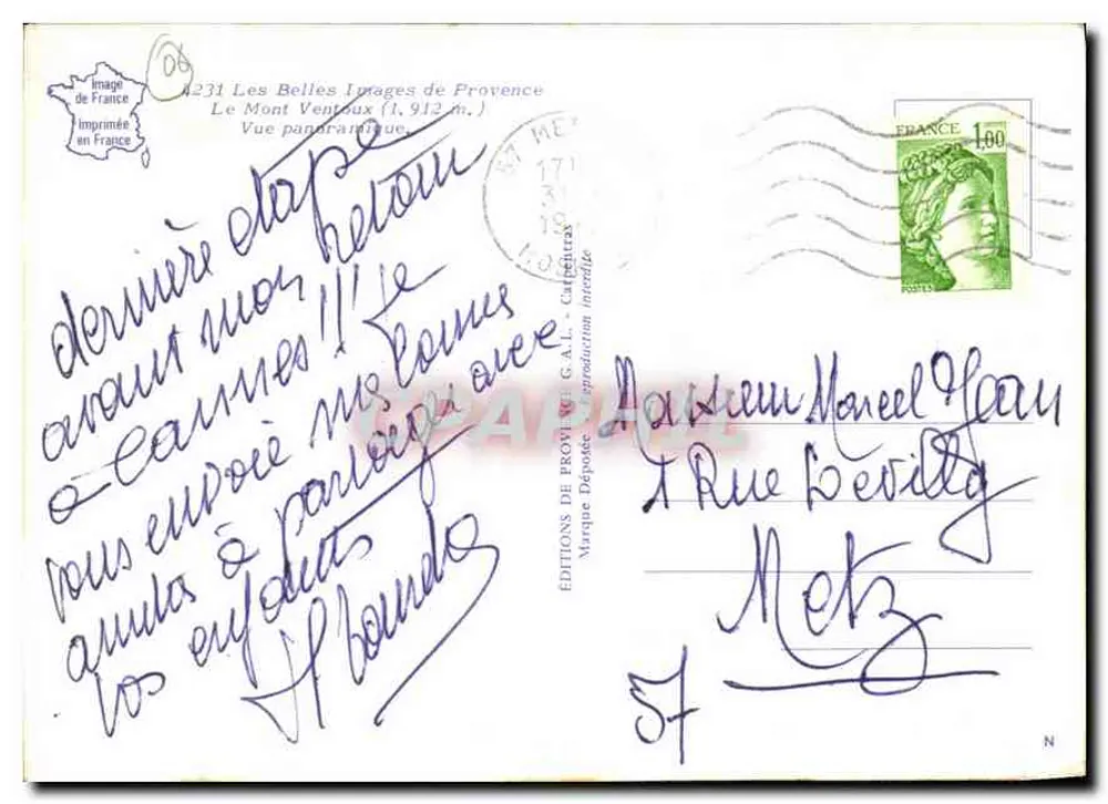 Mont Ventoux — Panoramablick — Éditions de Provence G.A.L. - Rückseite