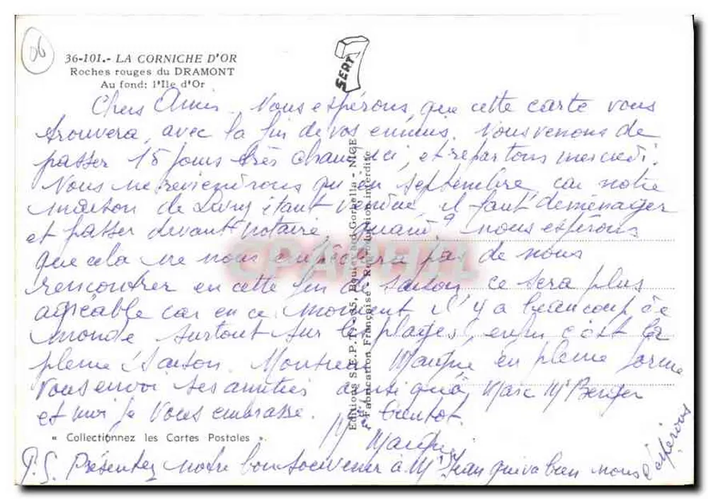 Die roten Felsen von Dramont — Île d'Or — Édition S.E.P. Paris - Rückseite