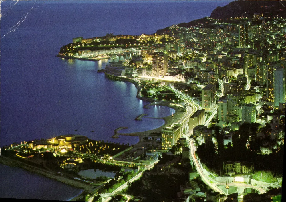 Mônaco — Vista noturna de Monte-Carlo e do Rocher des Grimaldi — Éditions MC O.R. - Frente