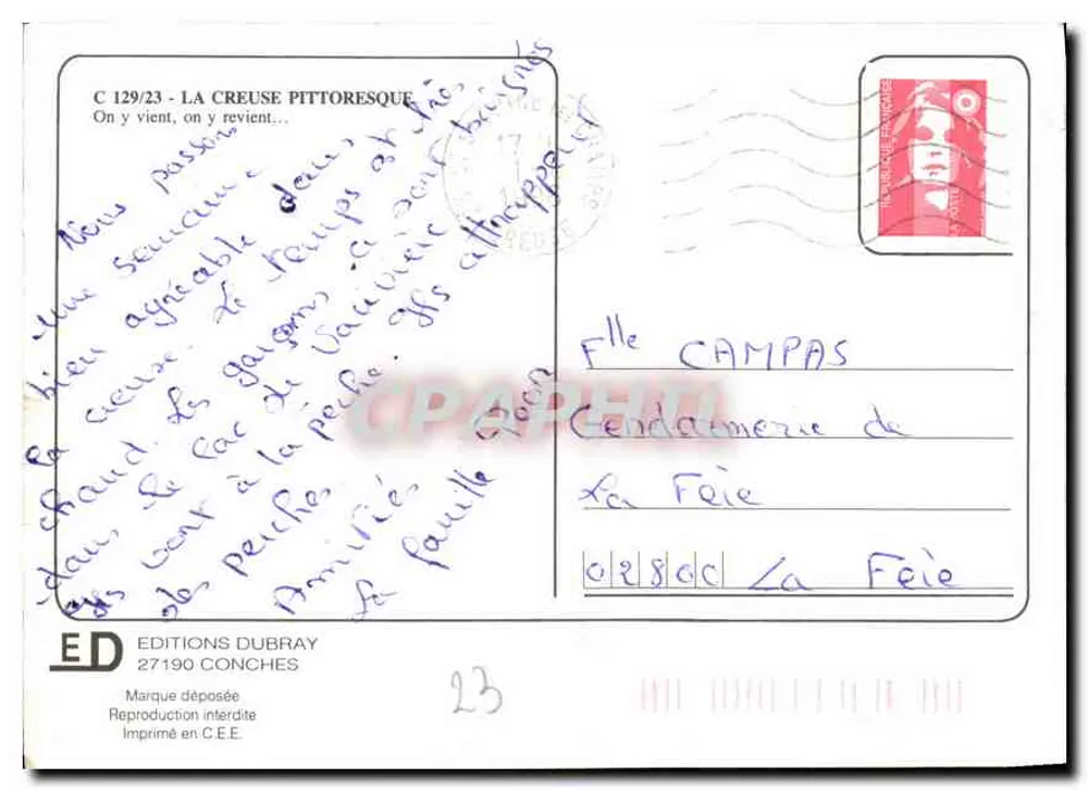 La Creuse — A Pitoresca — Éditions Dubray, n° C 129/23 - Verso