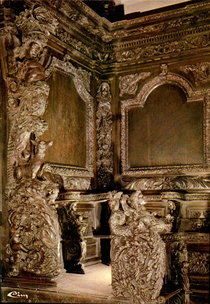 Moutier-d'Ahun — Detail der Stühle (17. Jahrhundert) — Cim - Vorderseite