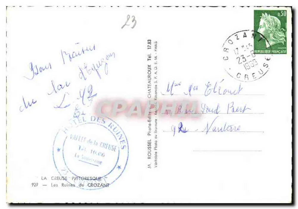 As Ruínas da Creuse — Crozant — Vale da Creuse — Editor MA. ROUSSEL - Verso