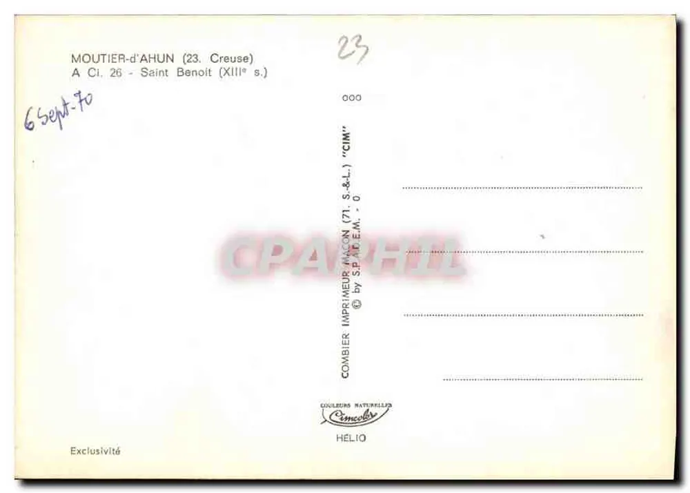 São Benedito — Século XII — Impressor Combier (71) - Verso