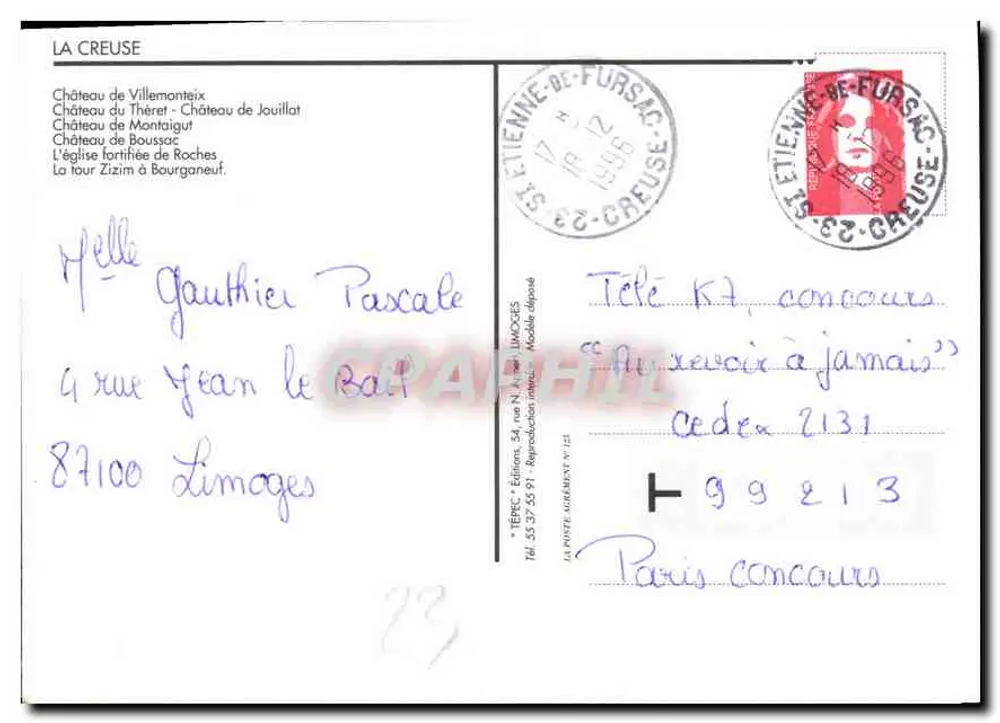 La Creuse — Schlösser und Sehenswürdigkeiten — Éditions N. LAMOUCES - Rückseite