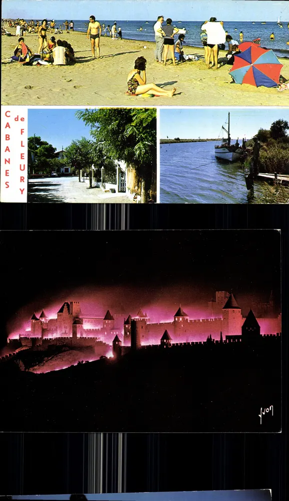 Die Hütten von Fleury — Strand, Dorf, Mündung — Éditions d'art Jyvon - Vorderseite